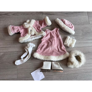 Doll Clothes for 18 in American Girl Pink Ice Skating Outfit with Ice Skates